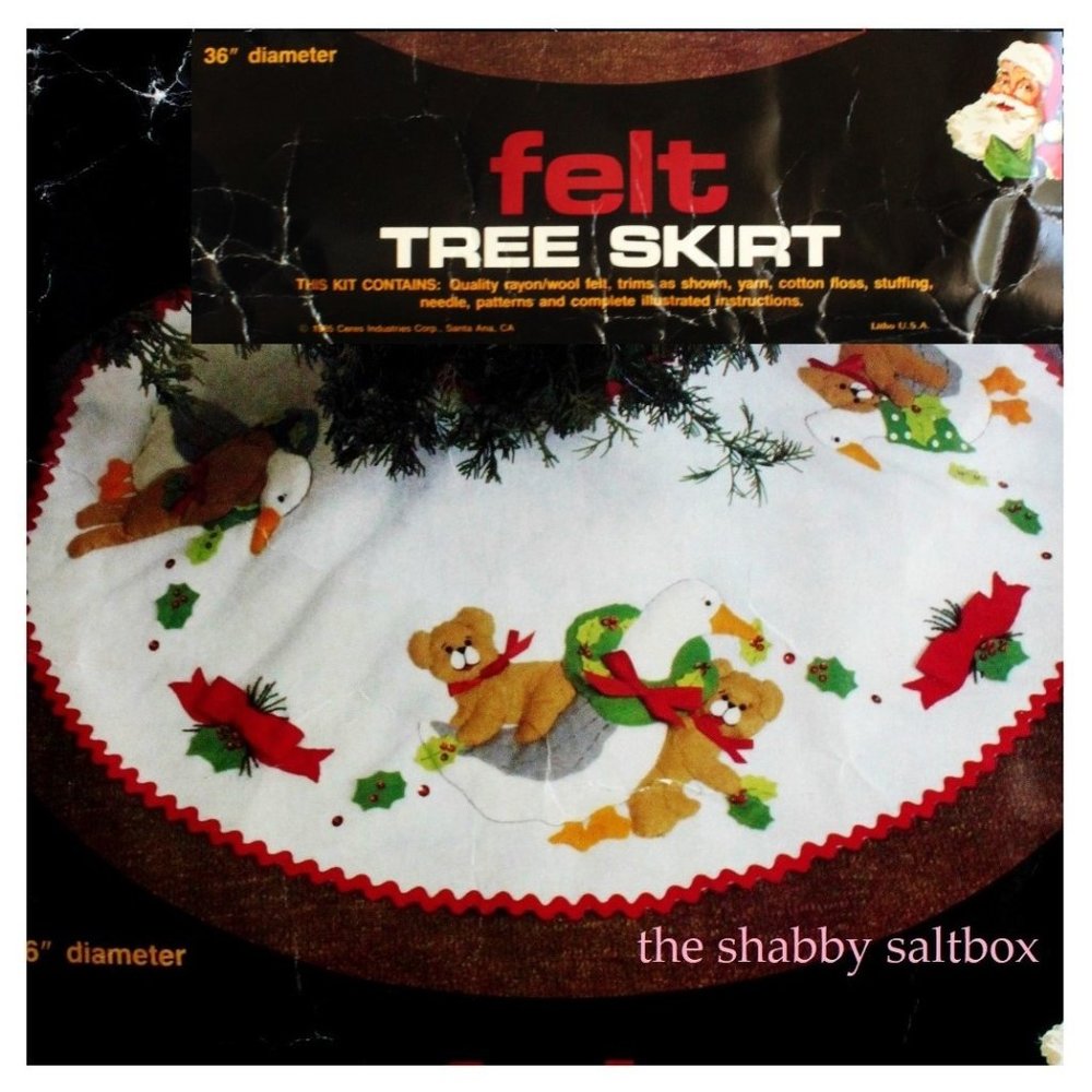 Vintage Titan Felt Tree Skirt Kit Christmas Bears & Geese Sewing Needlecraft USA